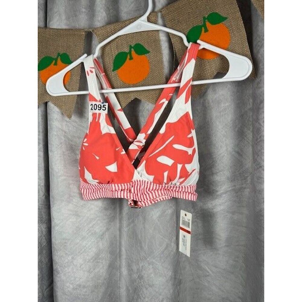 NWT Anne Cole Women's Coastal Palm Printed Banded Cross-Back Bikini Top XS - Picture 1 of 6